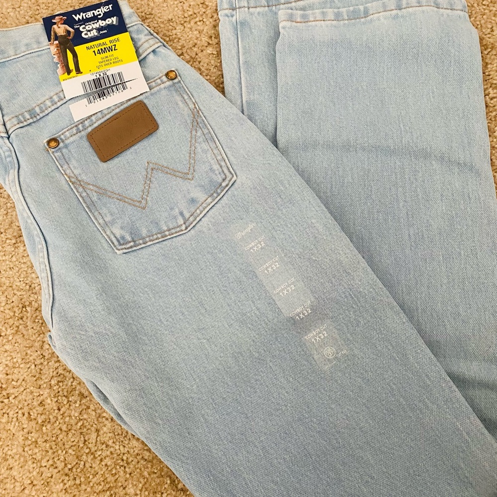 Cowboy cut bleached out Wranglers